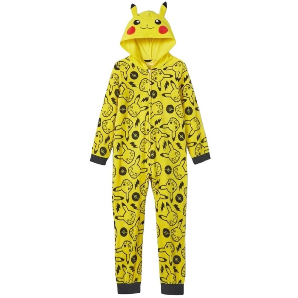 Pokemon Kid Fleece Pikachu One Piece Pajama Union Suit Size Small (6/7)